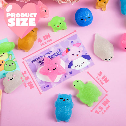 JOYIN 28 Pack Valentine's Day Mochi Squishy Toys with Cards for Kids