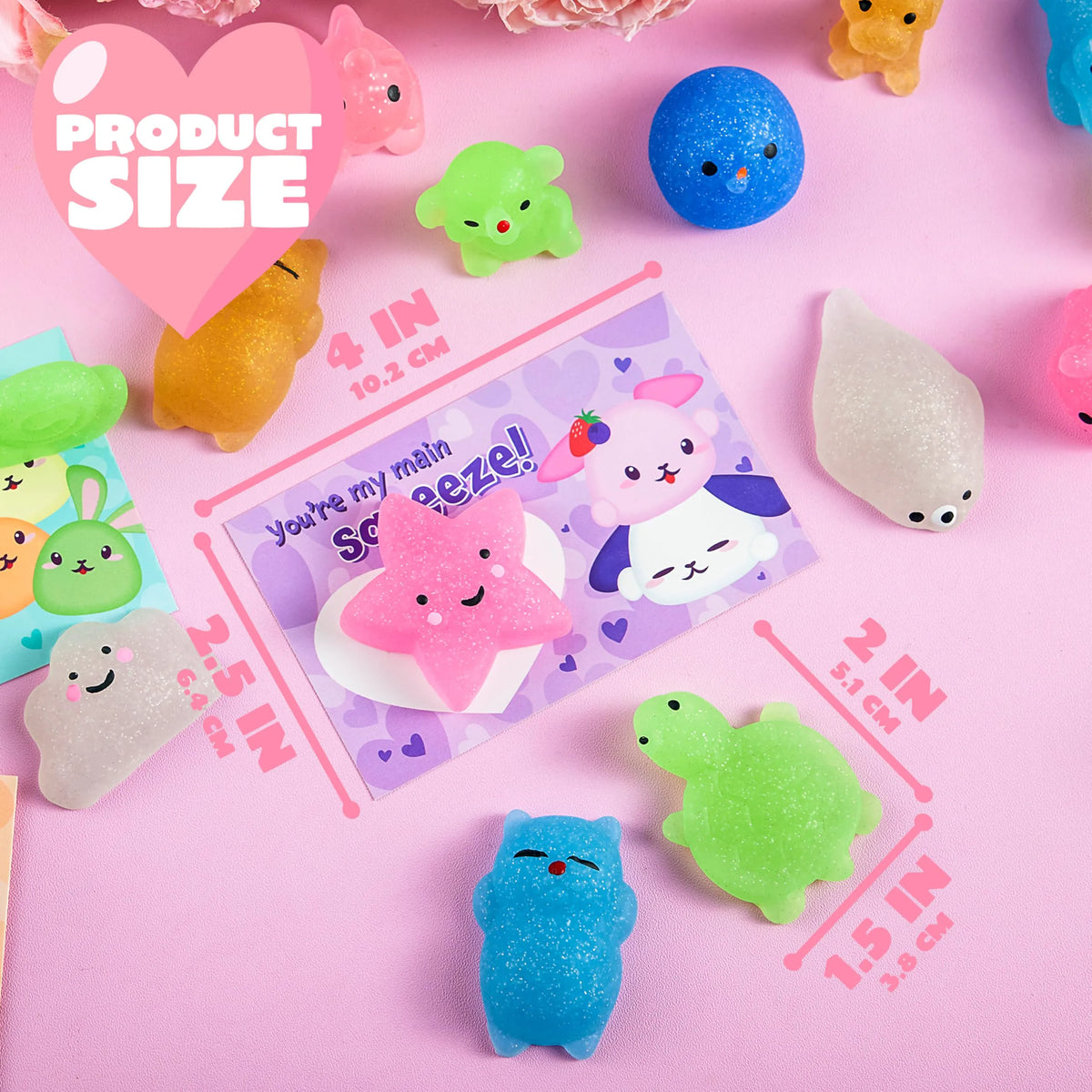JOYIN 28 Pack Valentine's Day Mochi Squishy Toys with Cards for Kids