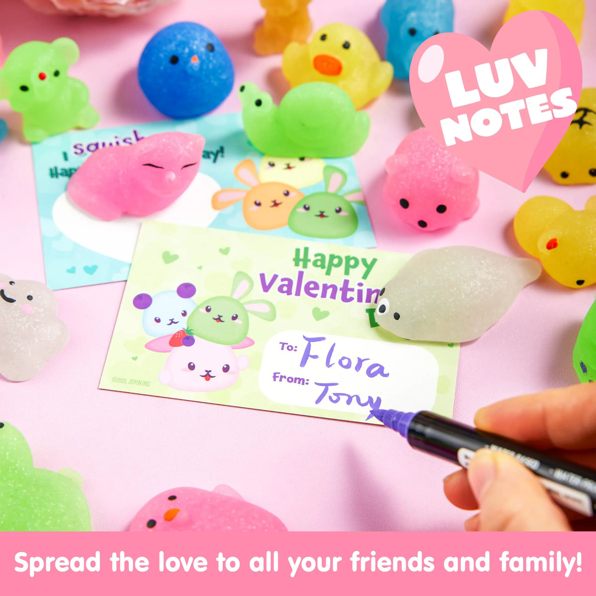 JOYIN 28 Pack Valentine's Day Mochi Squishy Toys with Cards for Kids