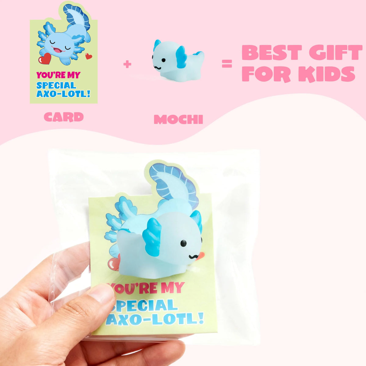JOYIN 28-Pack Valentine's Day Axolotl Mochi Squishy Toys with Funny Cards for Kids