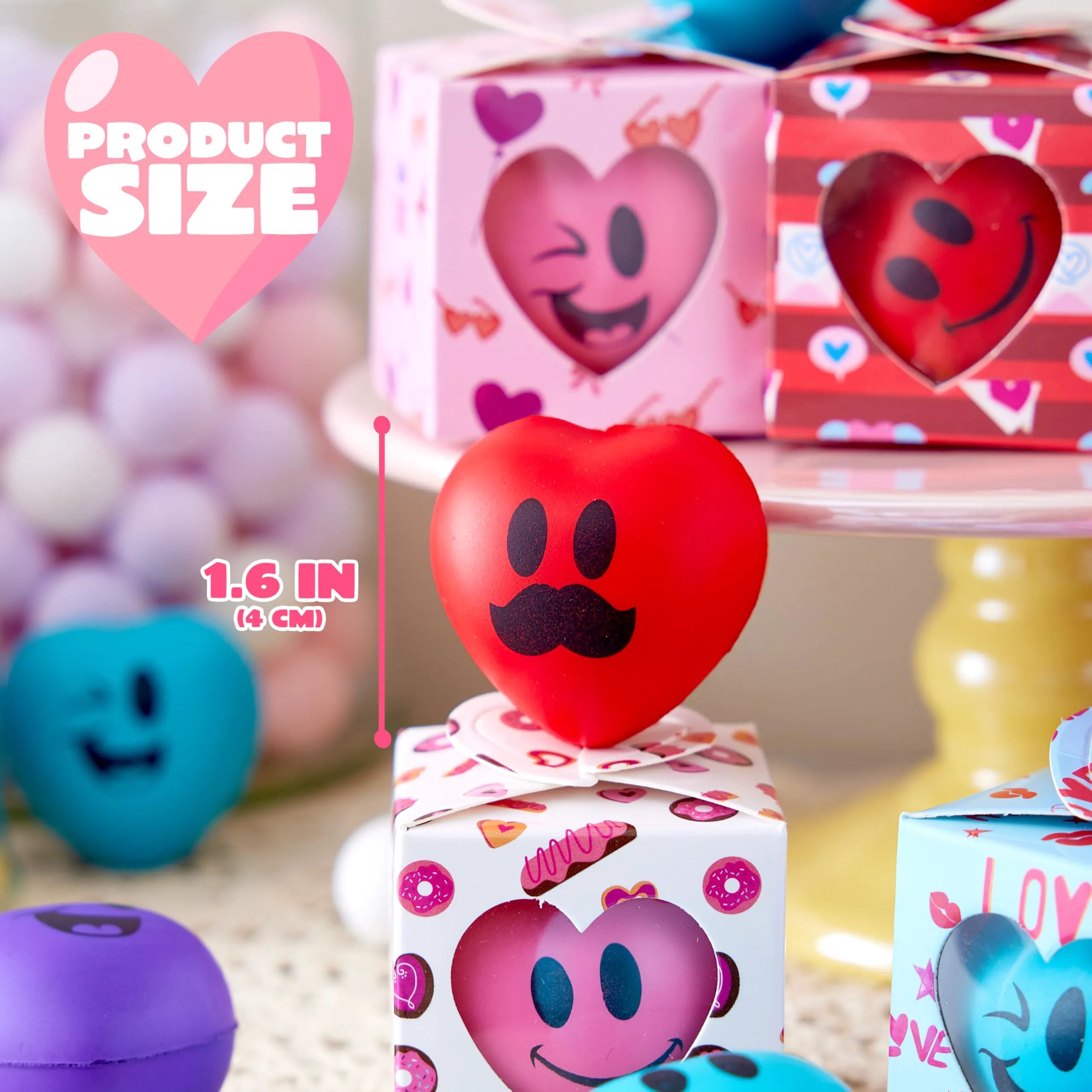 JOYIN 28-Pack Valentine Heart Stress Balls in Boxes