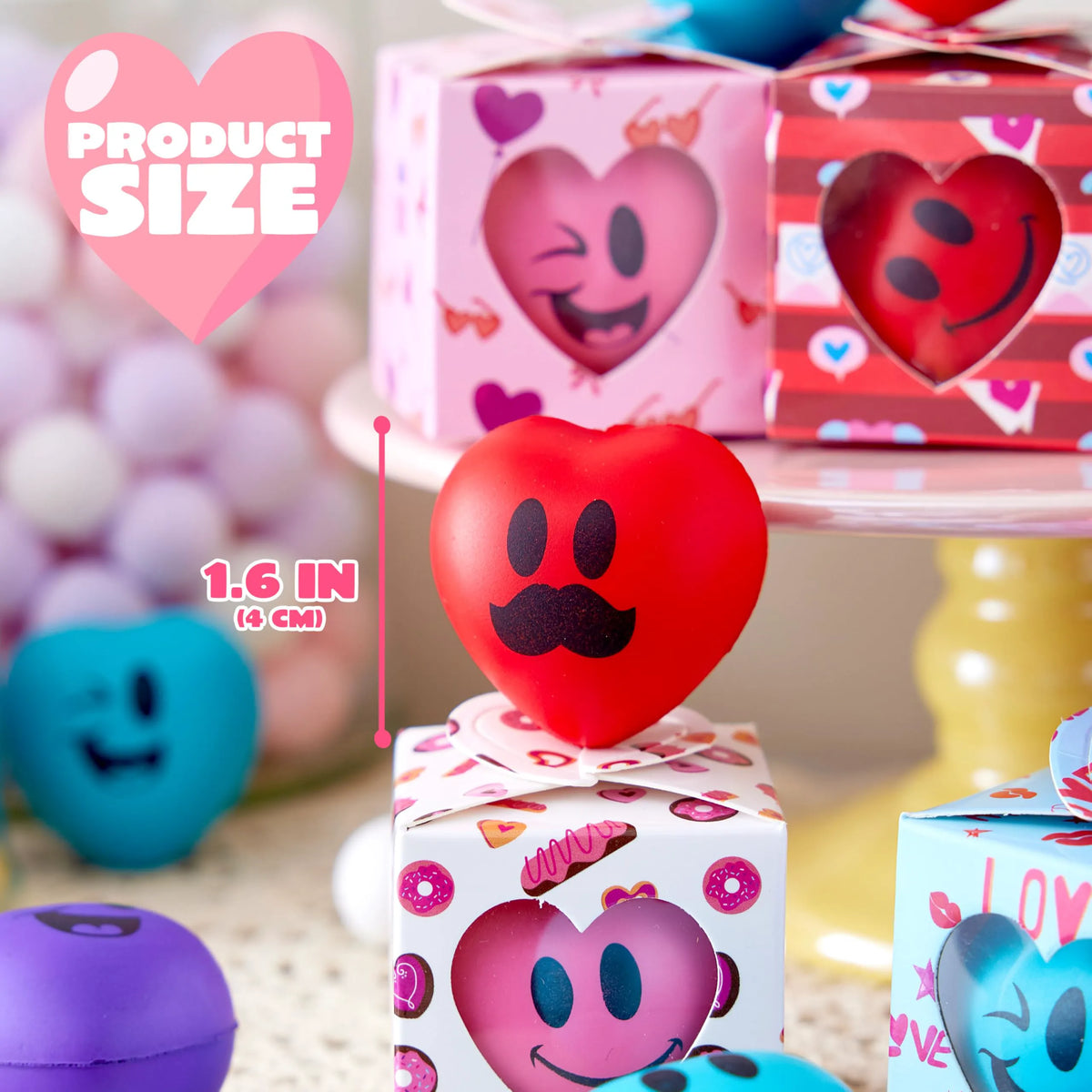 JOYIN 28-Pack Valentine Heart Stress Balls in Boxes