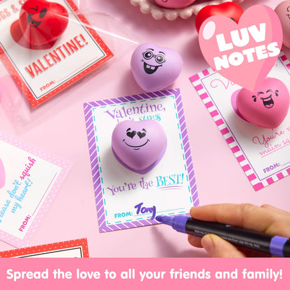 JOYIN 28-Piece Valentine's Day Heart-Shaped Stress Balls with Cards