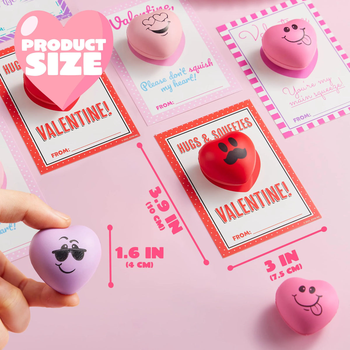 JOYIN 28-Piece Valentine's Day Heart-Shaped Stress Balls with Cards