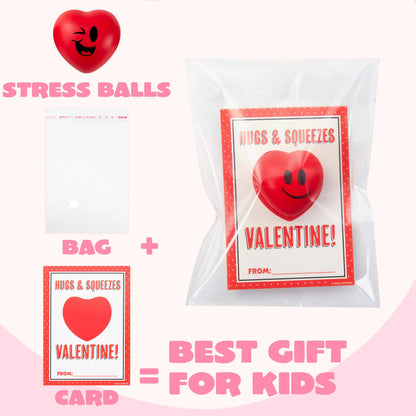 JOYIN 28-Piece Valentine's Day Heart-Shaped Stress Balls with Cards