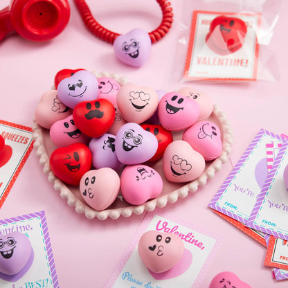 JOYIN 28-Piece Valentine's Day Heart-Shaped Stress Balls with Cards