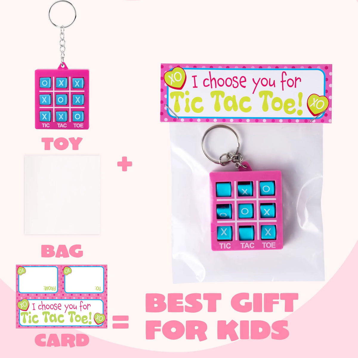 JOYIN 28-Piece Valentine's Day Plastic Tic Tac Toe Game Favors in 4 Colors for Kids Goodie Bag Stuffers