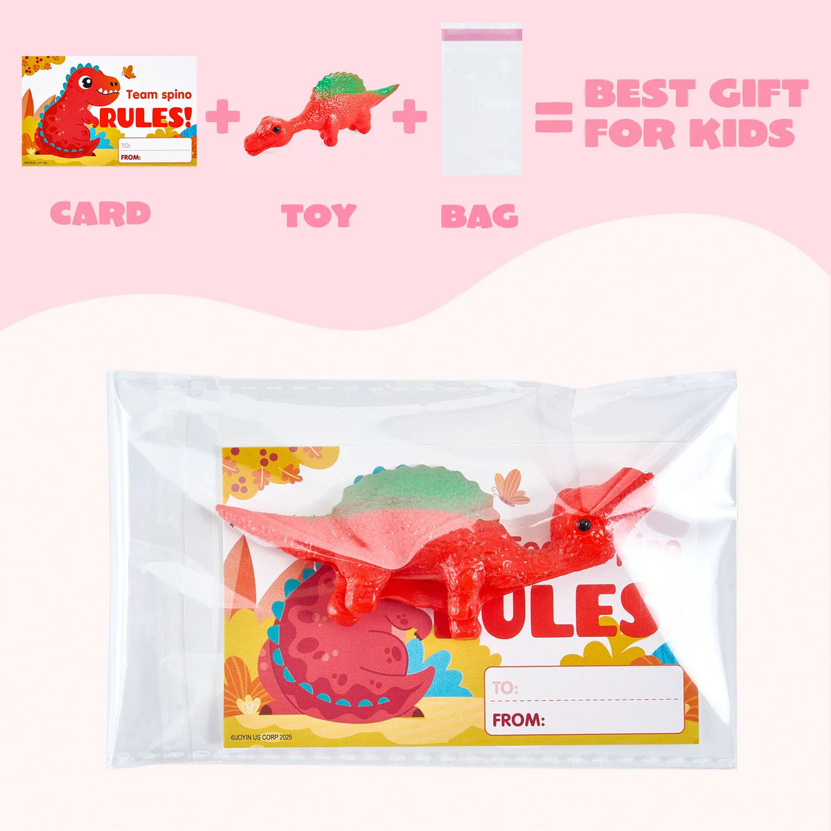 JOYIN 28-Piece Valentine's Day Slingshot Dinosaur Toys with Cards