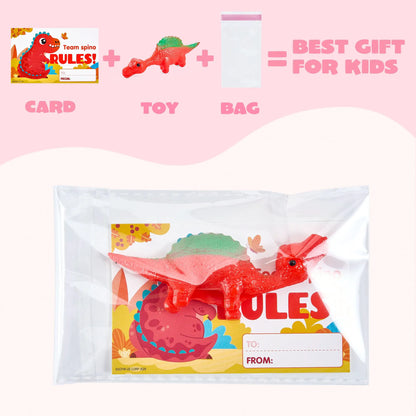 JOYIN 28-Piece Valentine's Day Slingshot Dinosaur Toys with Cards