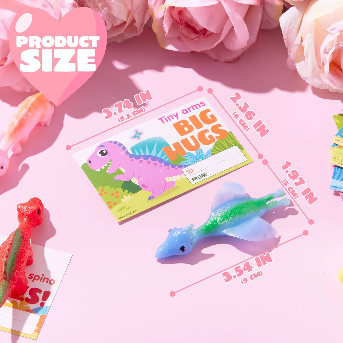 JOYIN 28-Piece Valentine's Day Slingshot Dinosaur Toys with Cards