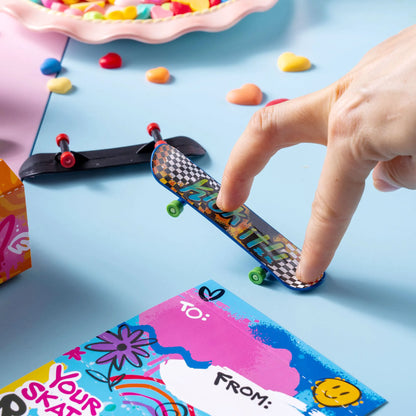 JOYIN 28-Piece Valentine's Day Finger Skateboards with Cards for Kids, Party Favors