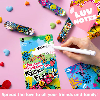 JOYIN 28-Piece Valentine's Day Finger Skateboards with Cards for Kids, Party Favors