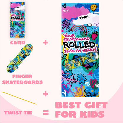 JOYIN 28-Piece Valentine's Day Finger Skateboards with Cards for Kids, Party Favors
