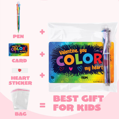 JOYIN 28-Piece Valentine's Day Multicolor Pen Set with Cards