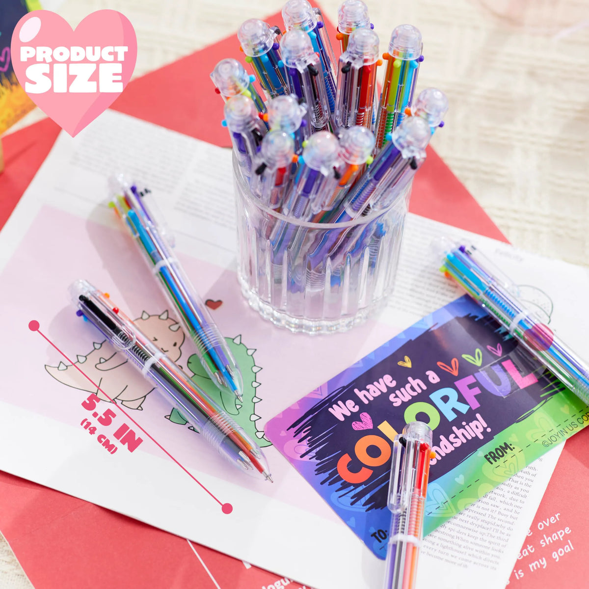 JOYIN 28-Piece Valentine's Day Multicolor Pen Set with Cards