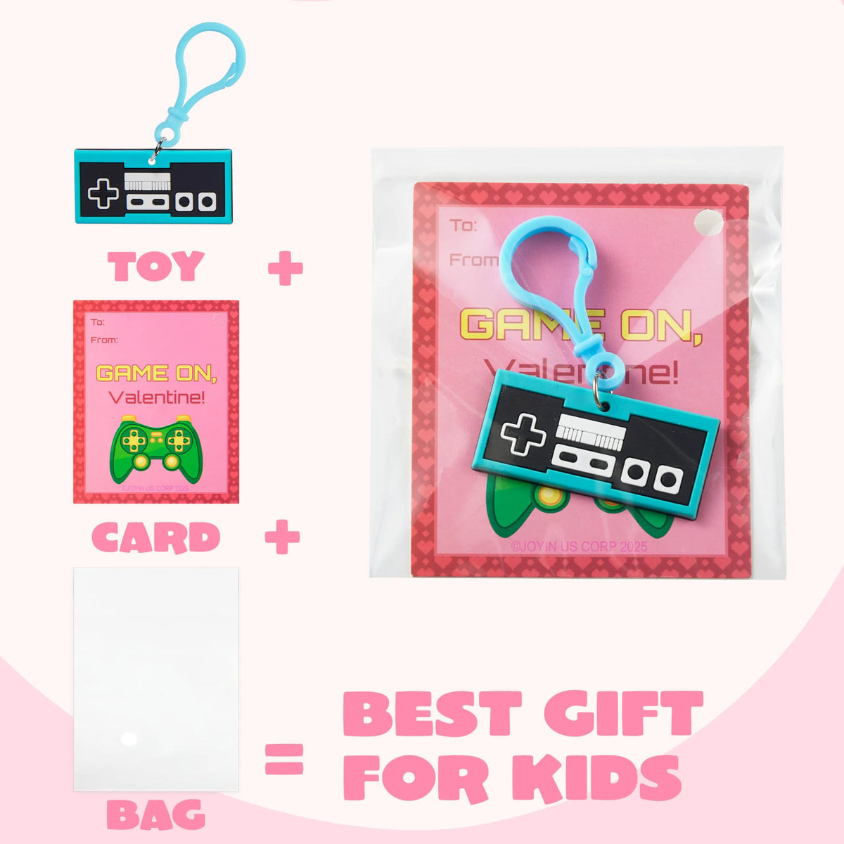 JOYIN 28 Pcs Video Game Keychains, Multi Colored Keychains & Cards with 7 Designs - Valentine's Day Gift