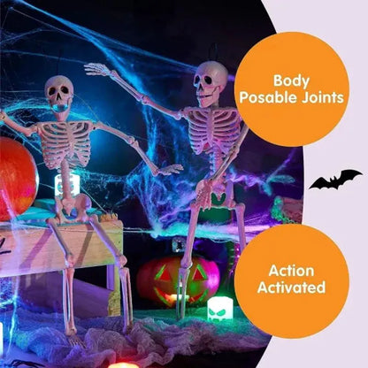 2 PCS 16 Inch Halloween Skeletons with Posable Joints