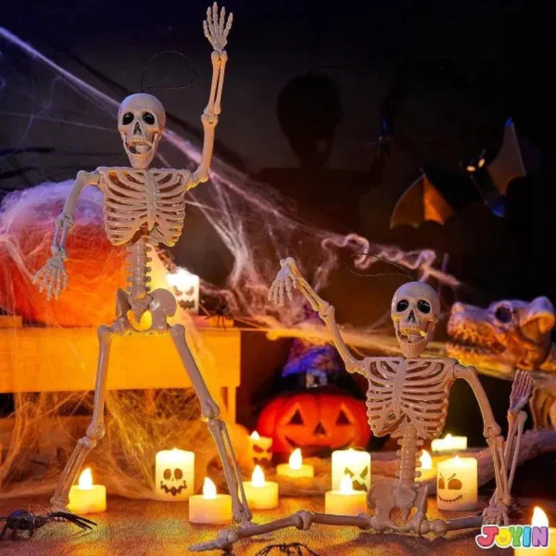2 PCS 16 Inch Halloween Skeletons with Posable Joints