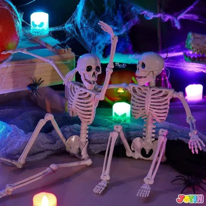 2 PCS 16 Inch Halloween Skeletons with Posable Joints