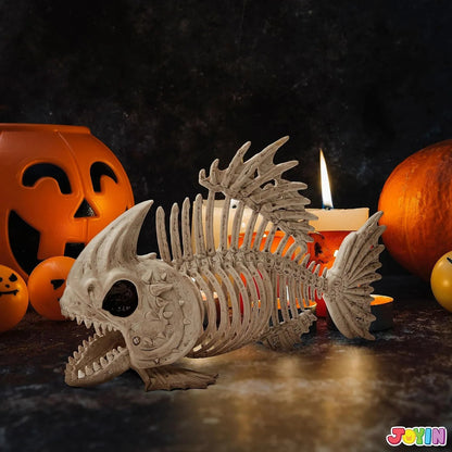 JOIN 2-Pack 9.5-Inch Halloween Fish Skeleton Plastic Bones with Posable Joints
