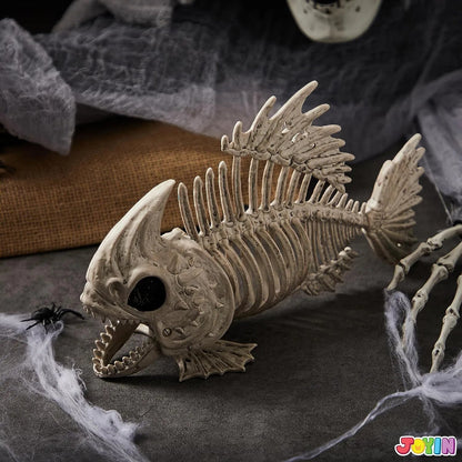 JOIN 2-Pack 9.5-Inch Halloween Fish Skeleton Plastic Bones with Posable Joints