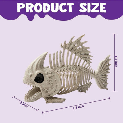 JOIN 2-Pack 9.5-Inch Halloween Fish Skeleton Plastic Bones with Posable Joints