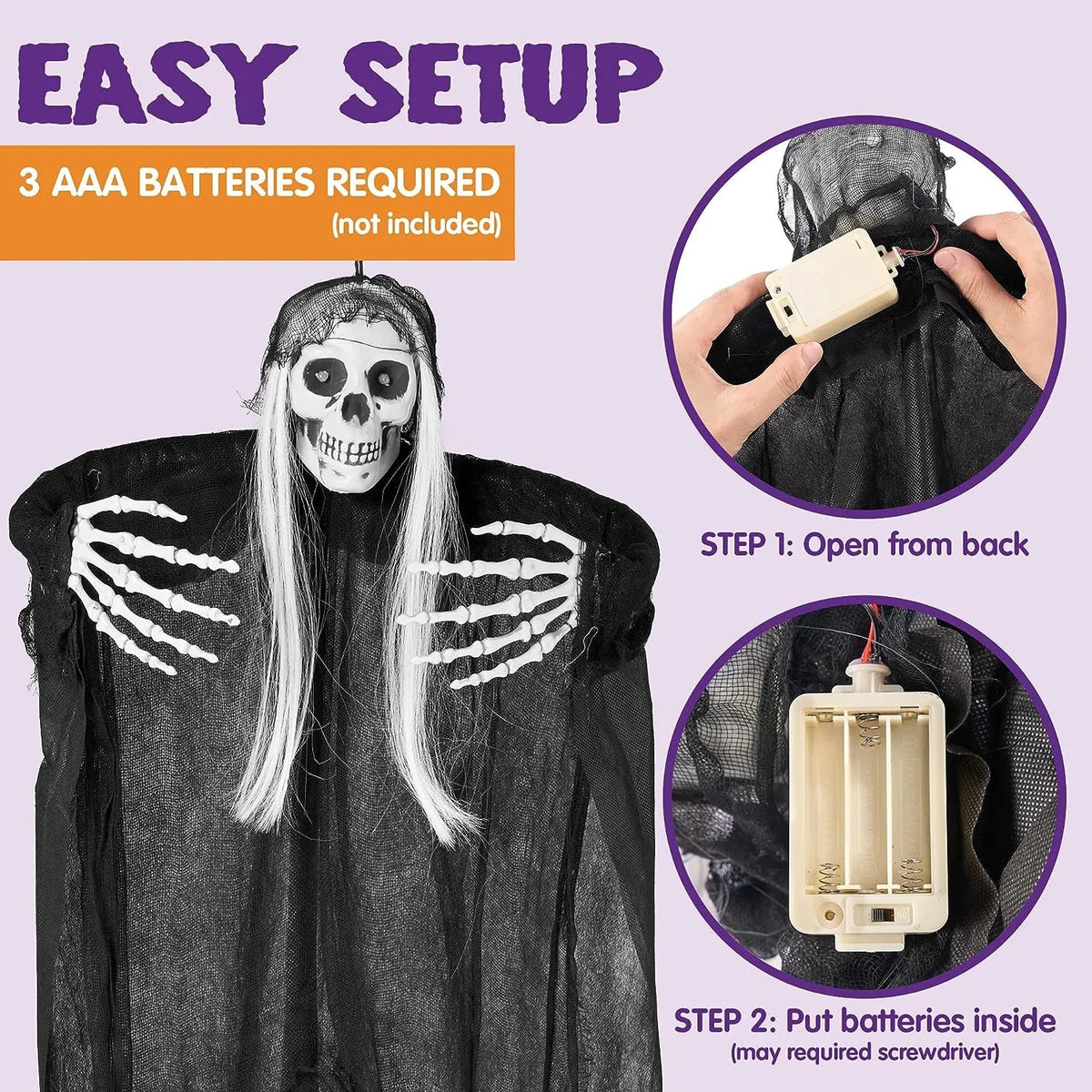 JOYIN 2-Pack Hanging Grim Reaper Halloween Decorations