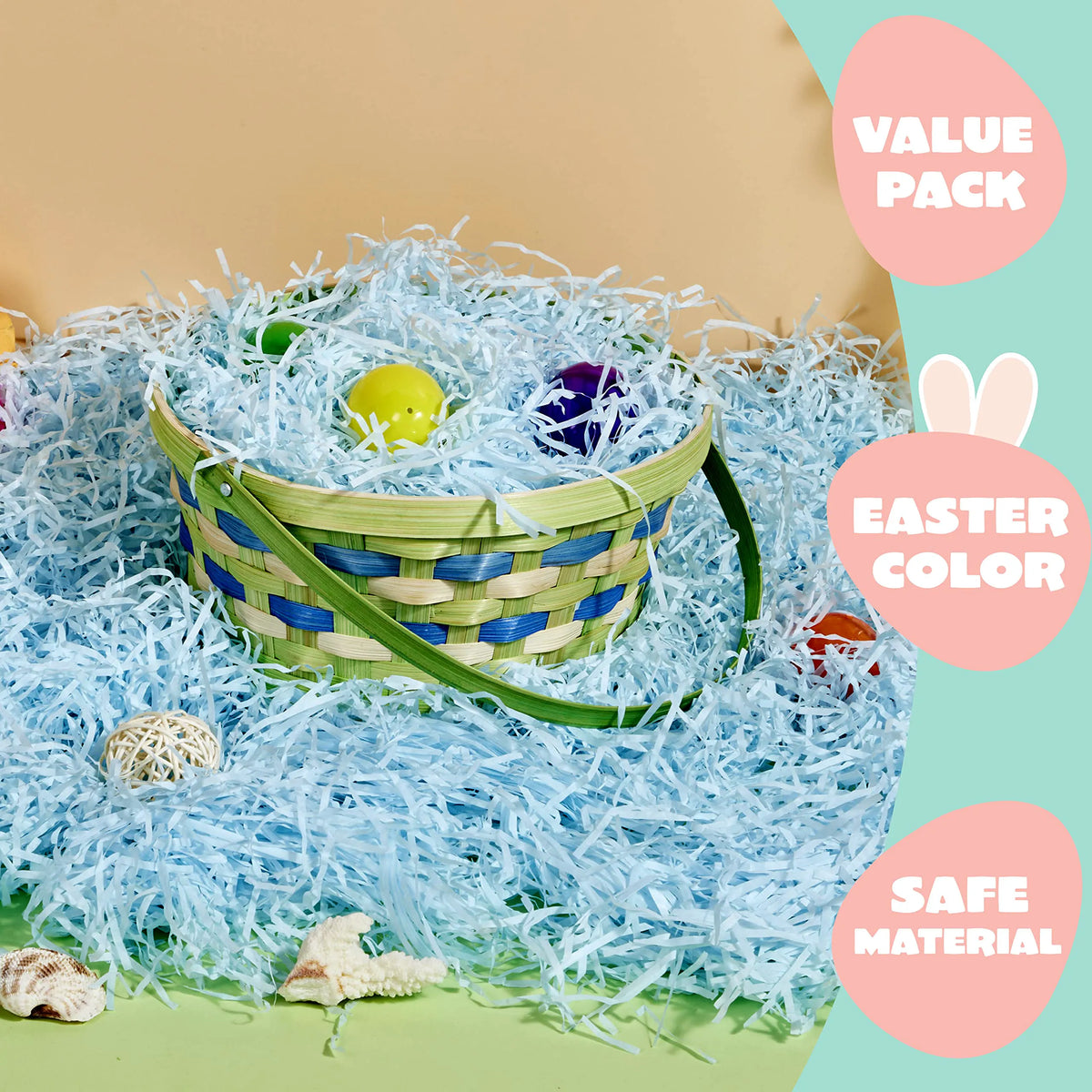 JOYIN 3.75 lb Easter Fake Grass Crinkle Paper Shred