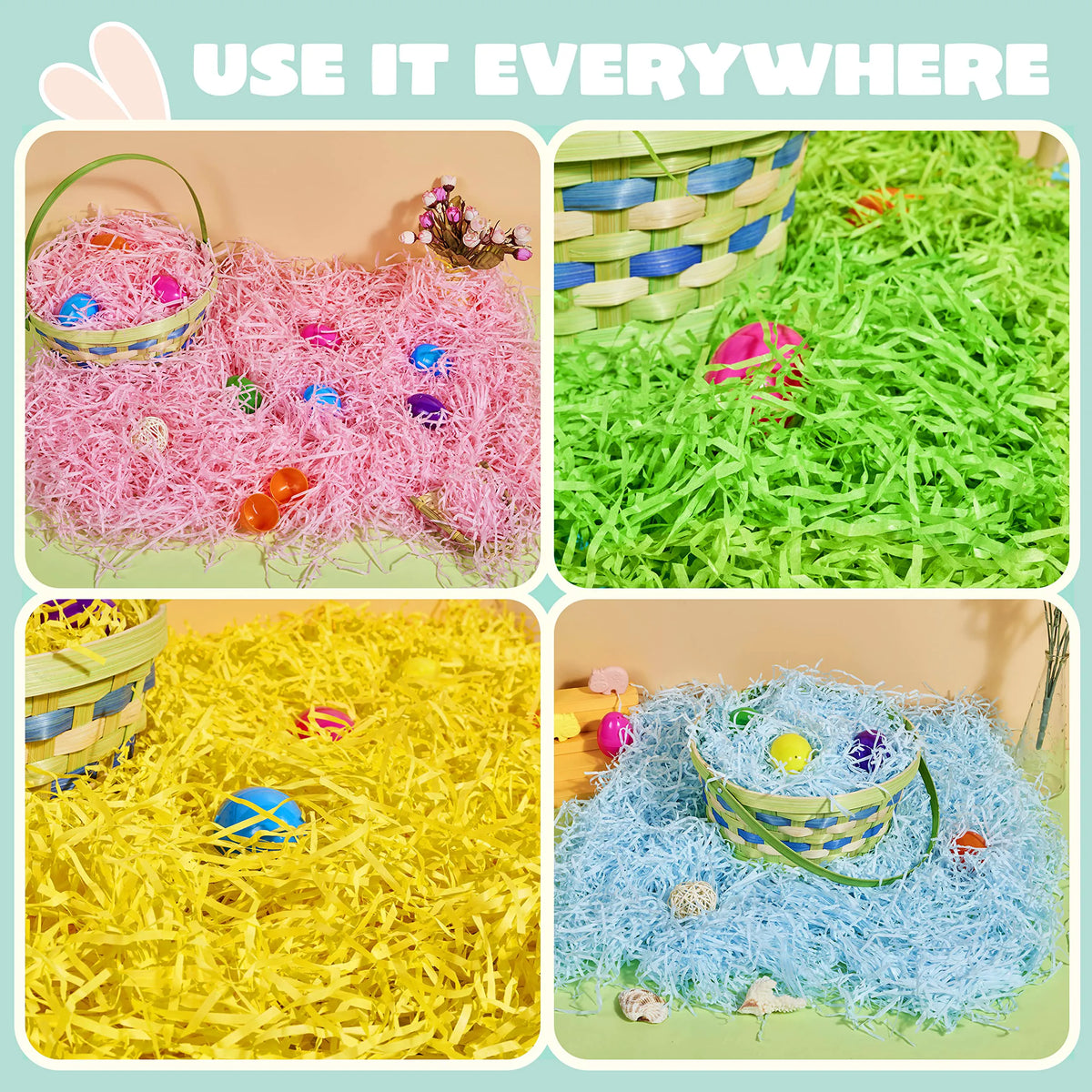 JOYIN 3.75 lb Easter Fake Grass Crinkle Paper Shred