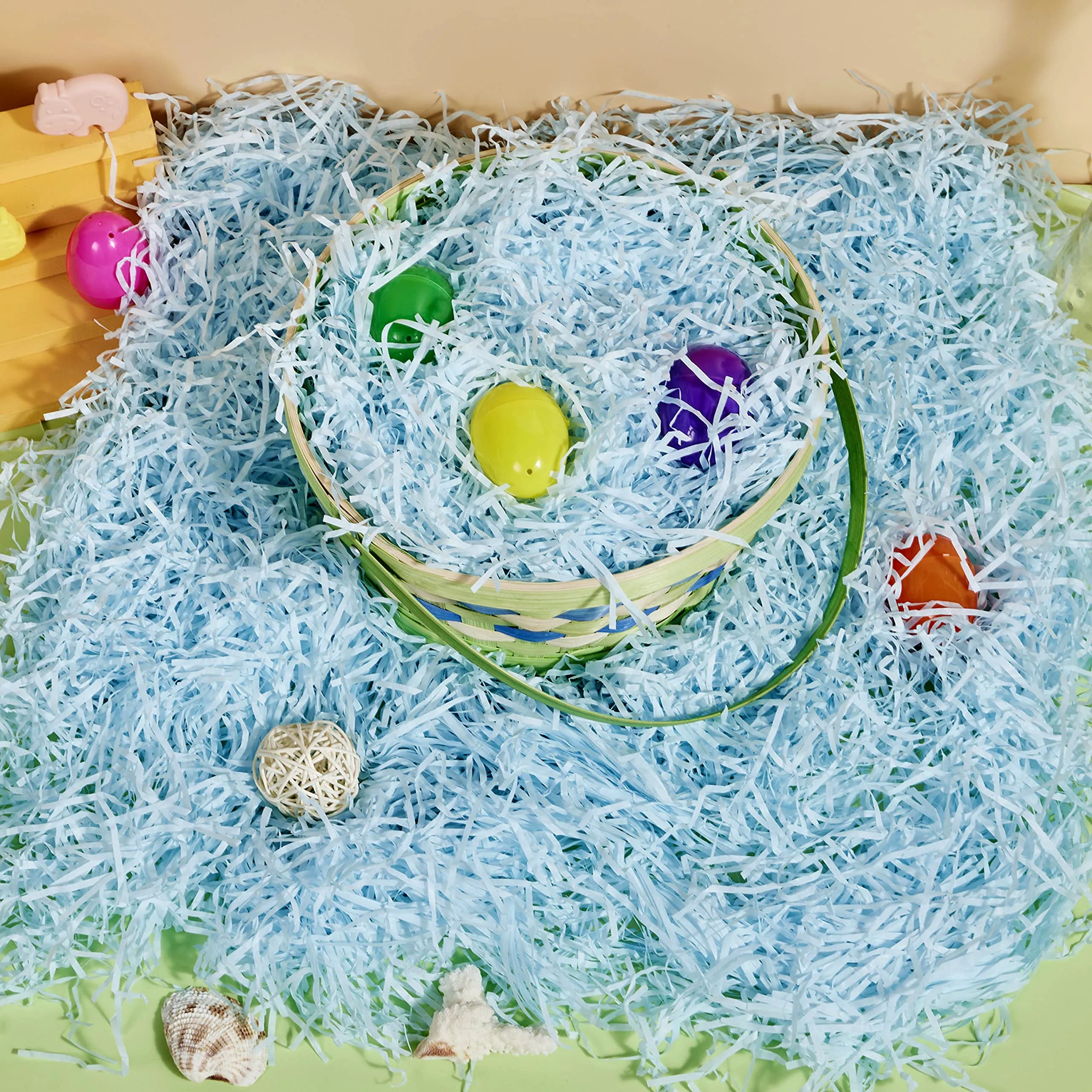 JOYIN 3.75 lb Easter Fake Grass Crinkle Paper Shred