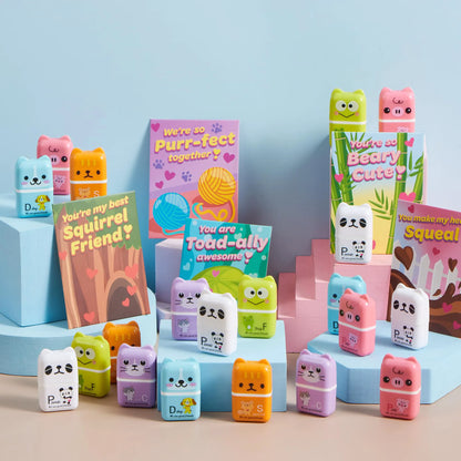 JOYIN 30-Piece Valentine's Day Animal Erasers Set with Clean Up Roller - Perfect for Party Favors and Gifts
