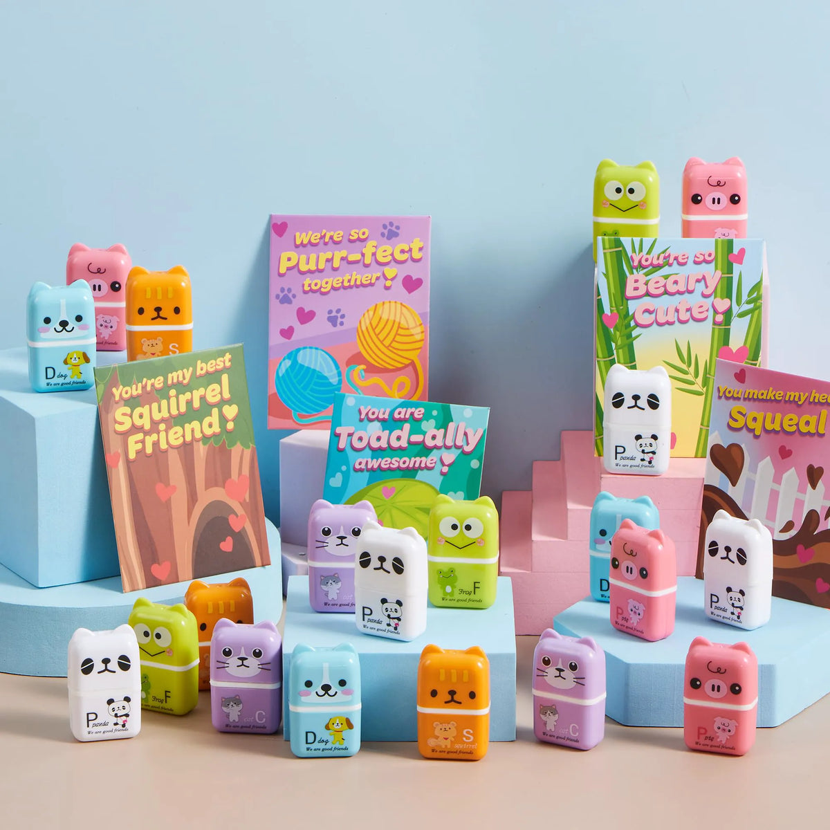 JOYIN 30-Piece Valentine's Day Animal Erasers Set with Clean Up Roller - Perfect for Party Favors and Gifts