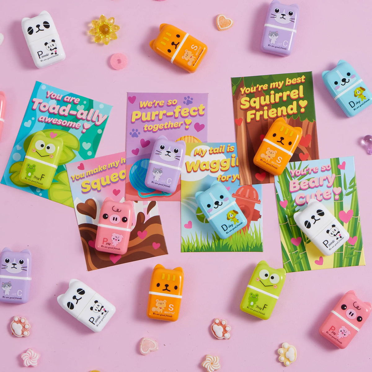 JOYIN 30-Piece Valentine's Day Animal Erasers Set with Clean Up Roller - Perfect for Party Favors and Gifts