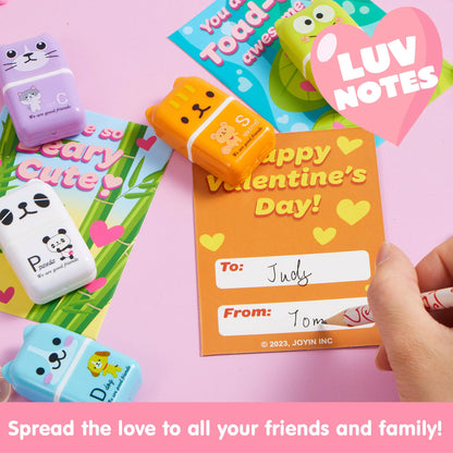 JOYIN 30-Piece Valentine's Day Animal Erasers Set with Clean Up Roller - Perfect for Party Favors and Gifts