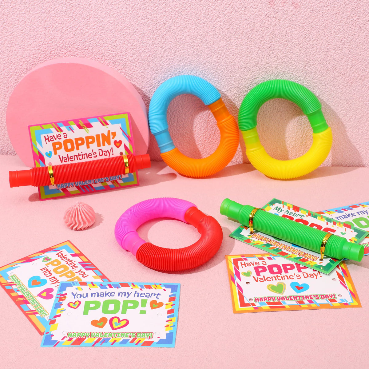 JOYIN 30 Pack Valentine's Day Pop Tubes Fidget Toys for Kids