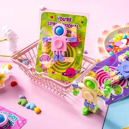 JOYIN 30-Pack Valentine's Day Pastel Robot Fidget Spinners with Cards