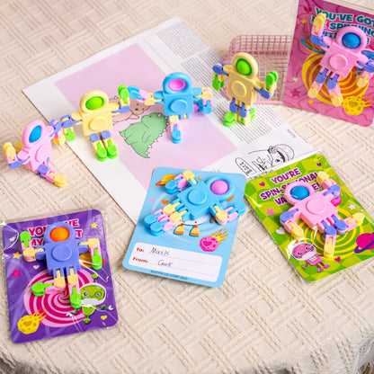 JOYIN 30-Pack Valentine's Day Pastel Robot Fidget Spinners with Cards