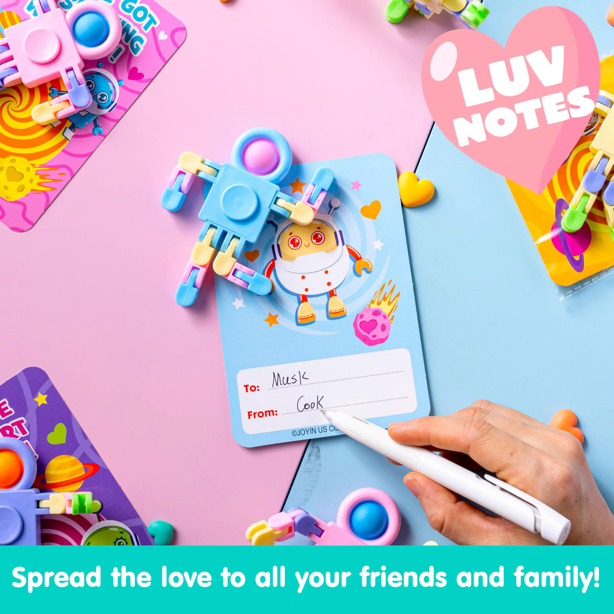 JOYIN 30-Pack Valentine's Day Pastel Robot Fidget Spinners with Cards