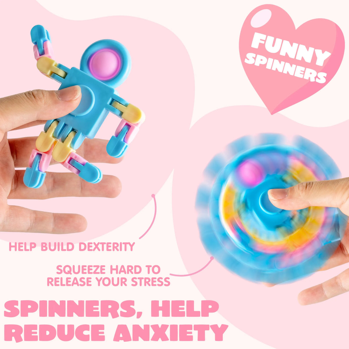 JOYIN 30-Pack Valentine's Day Pastel Robot Fidget Spinners with Cards