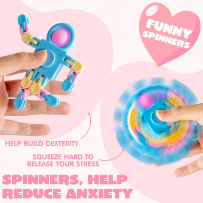 JOYIN 30-Pack Valentine's Day Pastel Robot Fidget Spinners with Cards