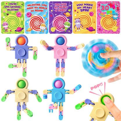 JOYIN 30-Pack Valentine's Day Pastel Robot Fidget Spinners with Cards