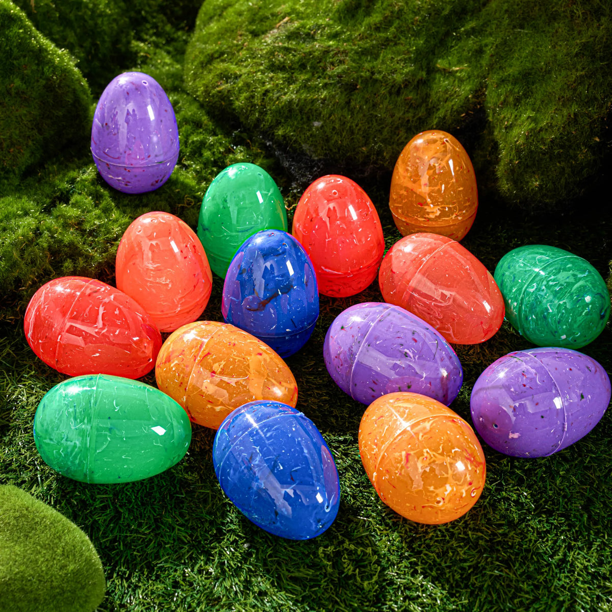 JOYIN 30 Pcs 3.15 Inch Iridescent Plastic Easter Eggs