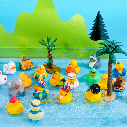 JOYIN 30 Pcs Assorted Rubber Ducks with Mesh Bag