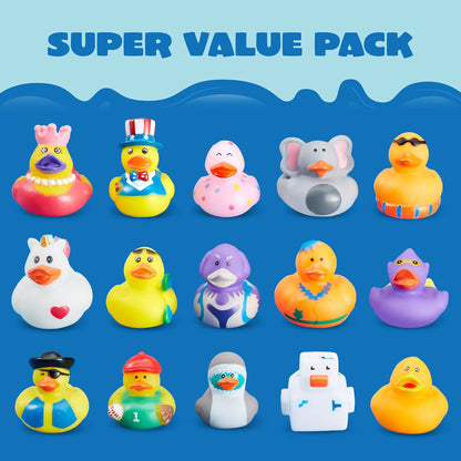 JOYIN 30 Pcs Assorted Rubber Ducks with Mesh Bag
