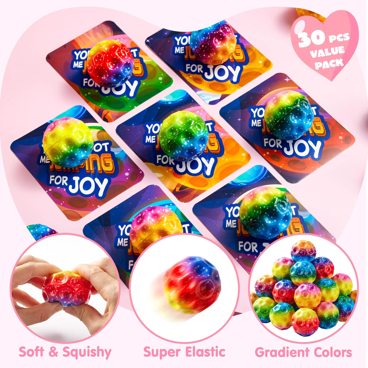 JOIN 30-Pack Valentine's Day Super Bouncy Balls with Cards