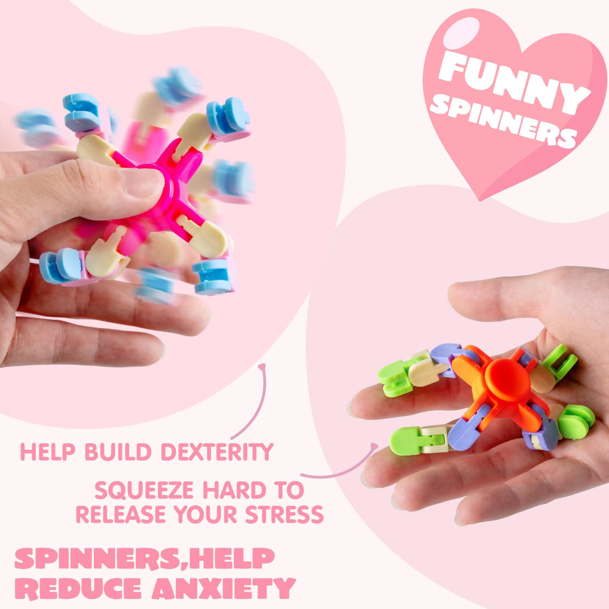 JOIN 30-Pack Valentine's Fidget Spinners with Gift Cards - Stress Relief Toys for Kids
