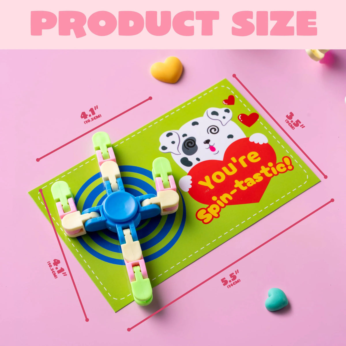 JOIN 30-Pack Valentine's Fidget Spinners with Gift Cards - Stress Relief Toys for Kids