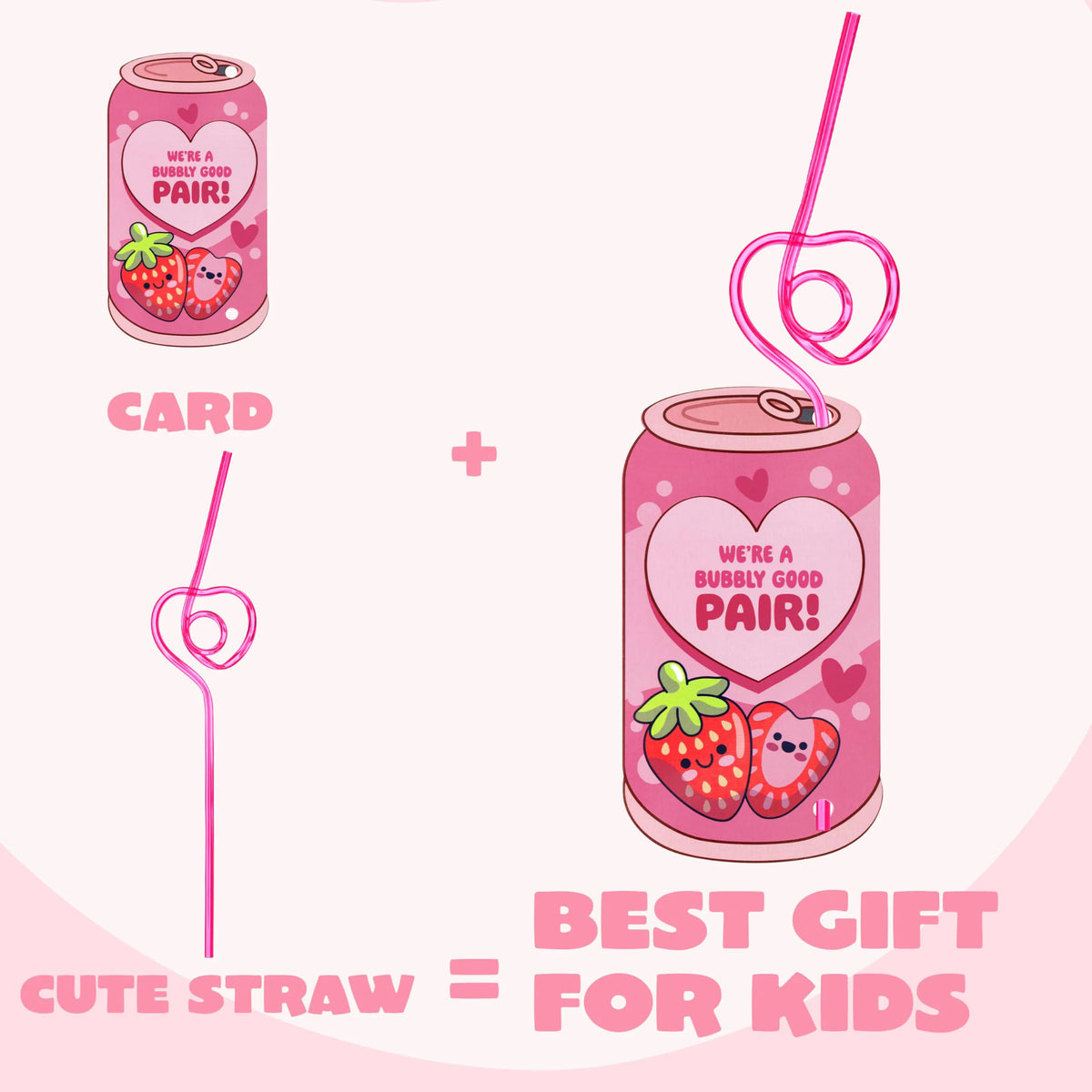 JOYIN 32 Pcs Valentine's Day Crazy Straws with Can Drink Cards