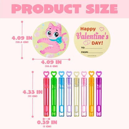 JOYIN 32 Pcs Valentine's Day Mini Bubble Wands with Animal Themed Cards