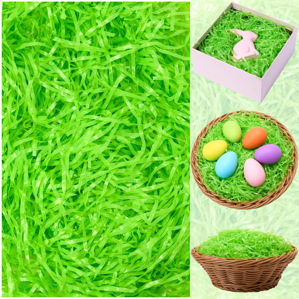 JOYIN 32 oz Light Green Plastic Easter Grass